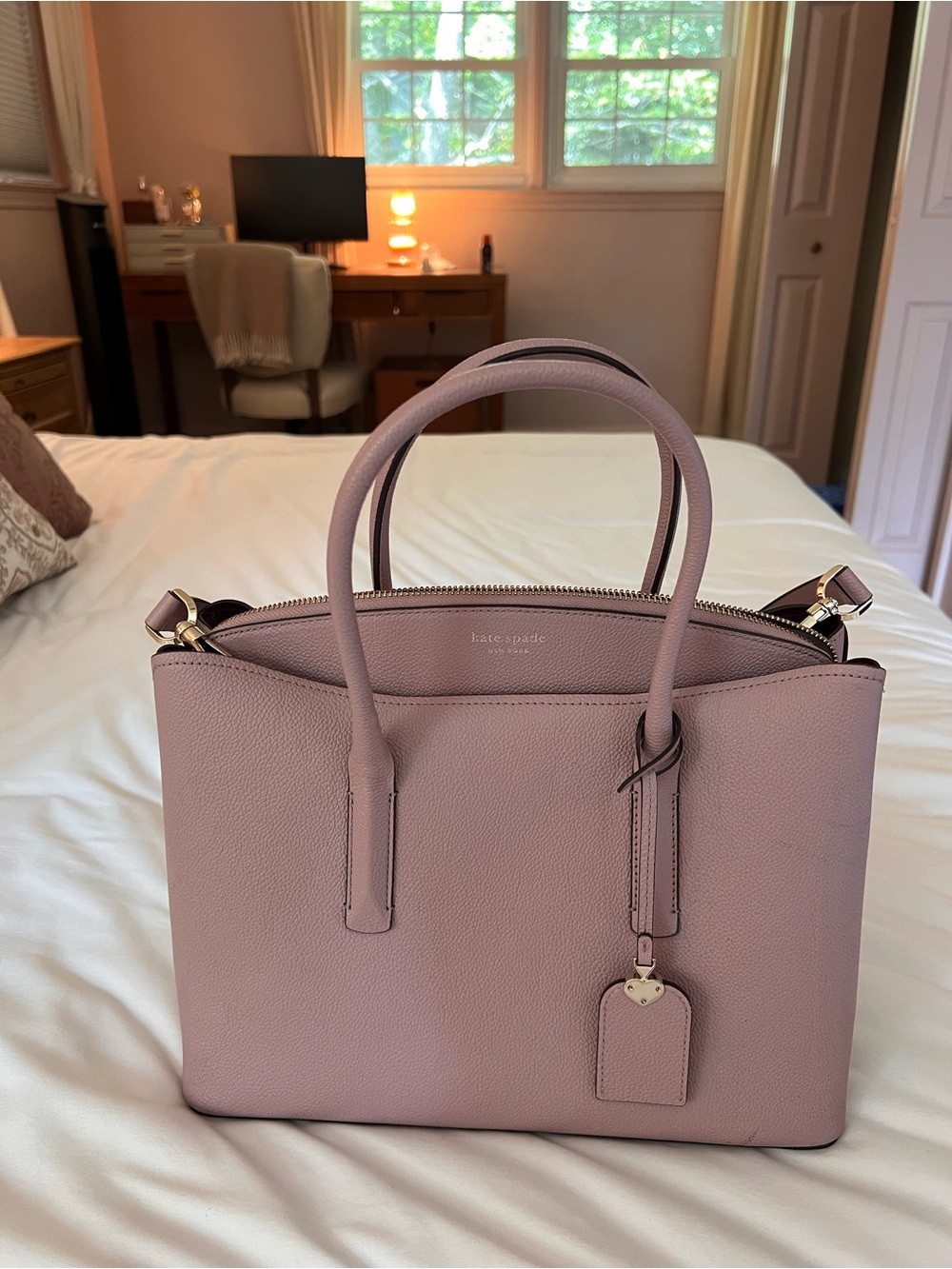 kate spade Dusty Pink Leather Satchel with silver-Tone Hardware